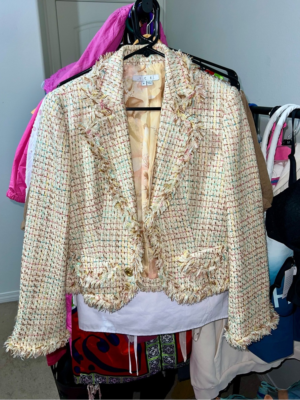Vintage Multi-Color Pastel Tweed Blazer From The Brand - I.C.E.